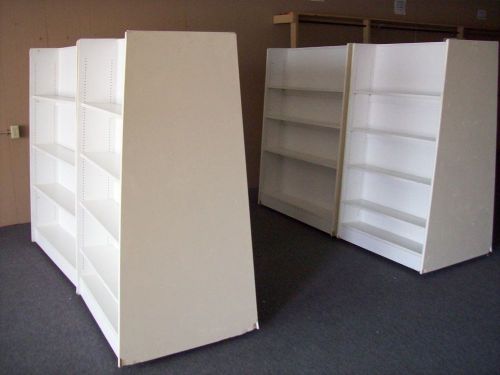 Gondola store shelving adjustable  wood shelves double sided on wheels in ar for sale