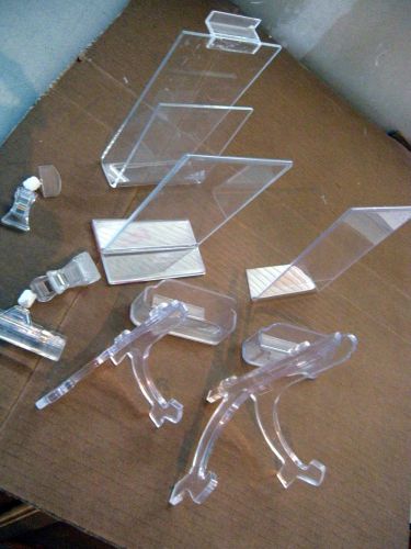 Slightly used 11-pak display brochure frames, biz card holders, clips, see list for sale