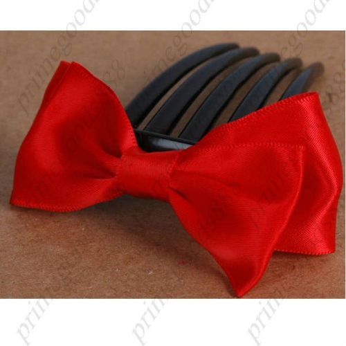 Silk Bowknot Hair Accessories Hairpin Comb Hair Device Bow Clip Red