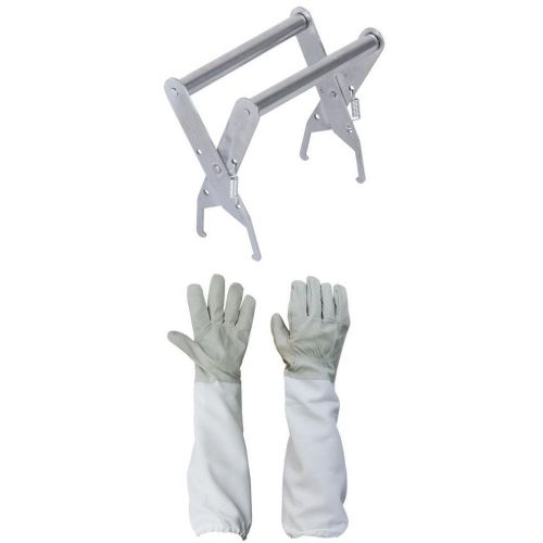 Bee hive frame holder lifter capture grip tool +1pair gloves for beekeeper for sale