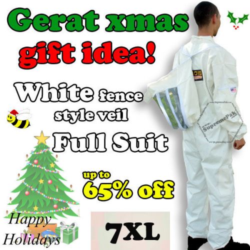 7xl adult beekeeper professional white bee suits pest control free gloves &amp; case for sale
