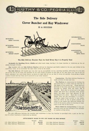 1912 ad antique side delivery clover buncher hay windrower farming farm lac2 for sale