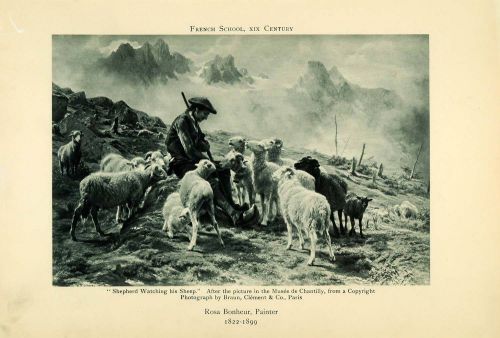 1905 Photogravure Shepherd Tending Sheep Livestock Rosa Bonheur Female XAD9