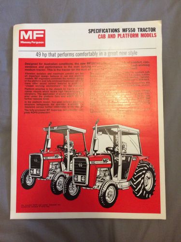Massey Ferguson Specifications MF550 Tractor Cab + Platform Models Sales Leaflet