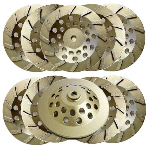 10PK 7” Standard Turbo Concrete Diamond Grinding Cup Wheel with 5/8&#034;-11 Arbor