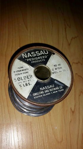Nassau &#034;Pedigreed&#034; Products solder  5 LB C rosin EXCELLENT CONDITION