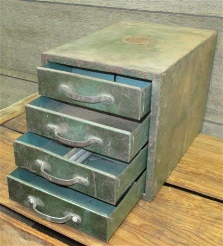 4 Drawer Metal Filing Cabinet File Vintage Storage Library Card Nut Bolt Parts a