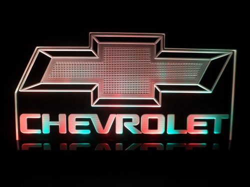 Chevrolet Logo LED Light Counter top America Auto Car Man cave room Garage Signs