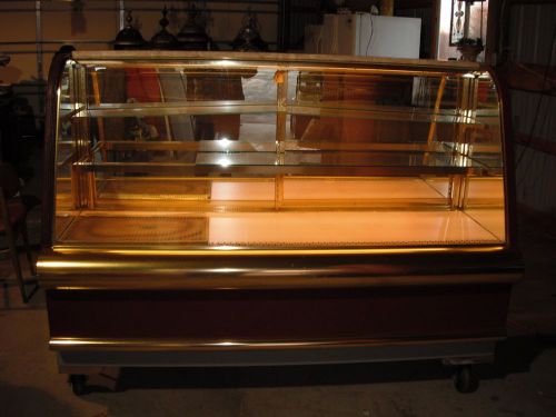 72&#034; refrigerated marble top curved glass lighted  candy case w/casters for sale