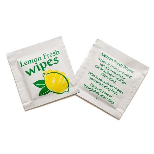 50 Lemon Fresh Handy Wet Hand Wipe Takeway Travel Party Face Camping Food Tissue