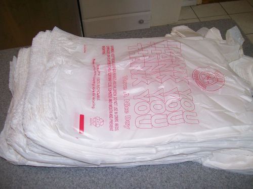 NEW ABOUT 800 T-SHIRT CARRY OUT BAGS THANK YOU
