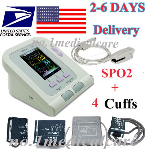 USA SHIPPING,Desktop Color LCD Digital Blood Pressure Monitor+Adult probe+4 cuff