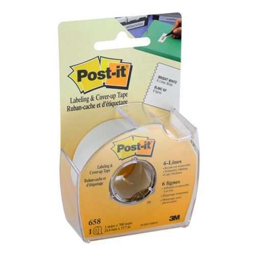 Post-It Labeling &amp; Cover-up Tape, Removable, White, 1&#034; x 700&#034; Roll, 3 Rolls