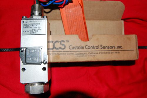 Custom Control Sensor, inc CCS Model6900GZE12, Pressure switch 3/20 psi 750 PSIG