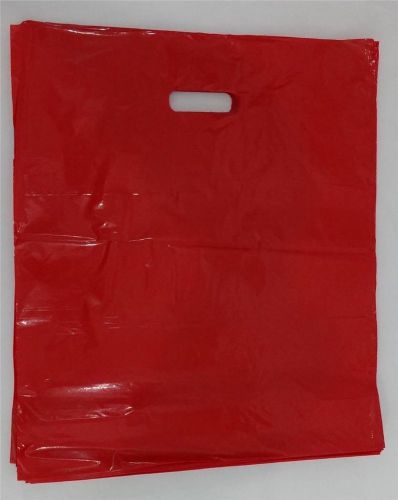 200 Qty. 15&#034; x 18&#034; x 4&#034; Red Glossy Low Density Merchandise Retail Shopping Bags