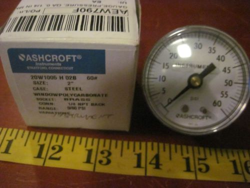 2x new ashcroft pressure gauge 20w 1005 h 02b 60# 2&#034; 1/4npt 0/60psi for sale