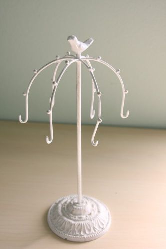 White metal bird necklaces jewelry display stand rack holder