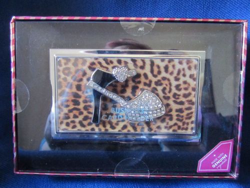HIGH HEEL SHOE BUSINESS CARD HOLDER..ANIMAL PT...GENUINE CRYSTALS...NEW IN BOX!!