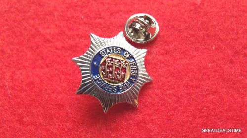 State of jersey fire service dept badge,uk fireman mini silver uniform lapel pin for sale