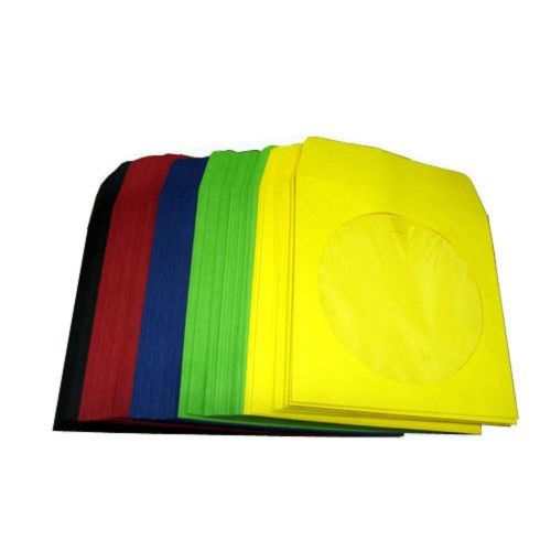 Asst cd paper sleeves - red, green, blue, yellow, black - 100 sleeves for sale