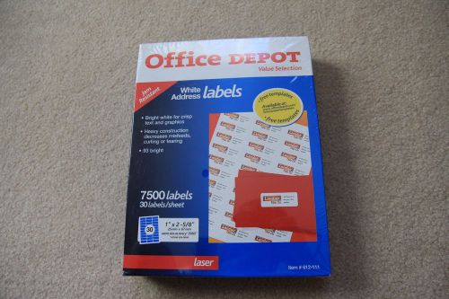 White address labels for laser printer office depot brand 7500 count for sale