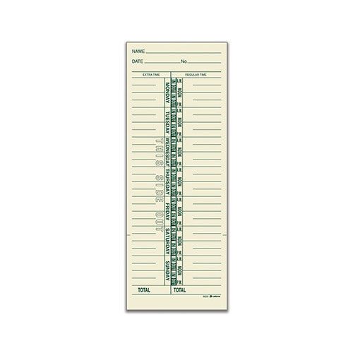 Adams Business Forms 1 Sided Named Days Weekly Time Card Set of 12800