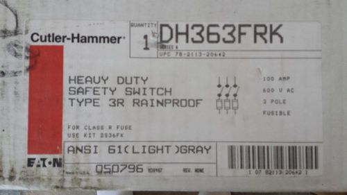 Eaton Cutler Hammer DH363FRK Fusible Safety Switch 100A 600V 3 Pole 3R Rainproof