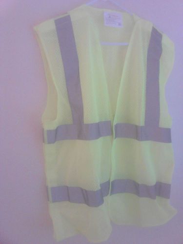 High visibilty mesh Pockets Neon Green Safety Vest Reflective Strips ANSI Large