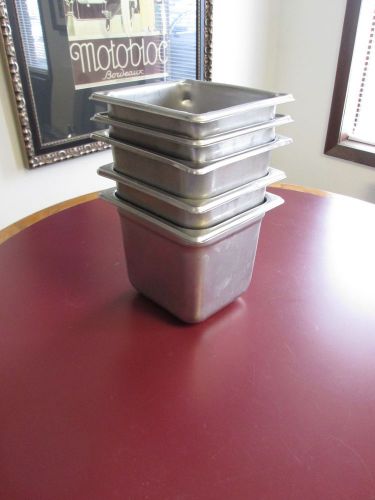 LOT OF (5) STAINLESS STEEL STEAM TABLE PANS - 1/6 - DEEP - NO RESERVE - BUY!