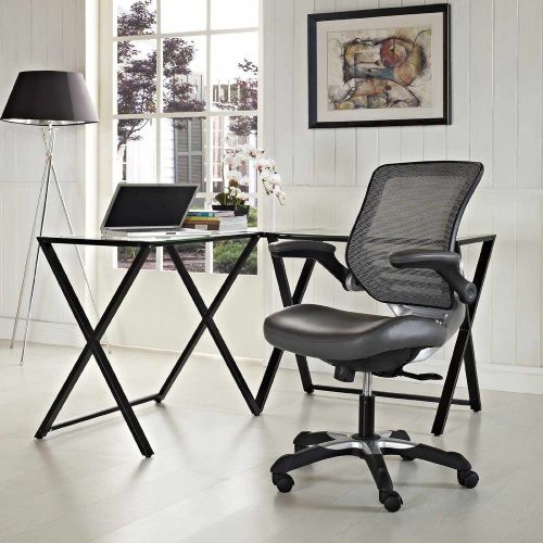 Executive Leather Office Chair Adjustable Swivel Computer Desk  Ergonomic Grey