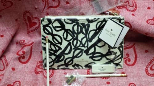 KATE SPADE NEW YORK PENCIL CASE POUCH GLASSES DESIGN~BRAND NEW~$24.88~FREE S&amp;H!