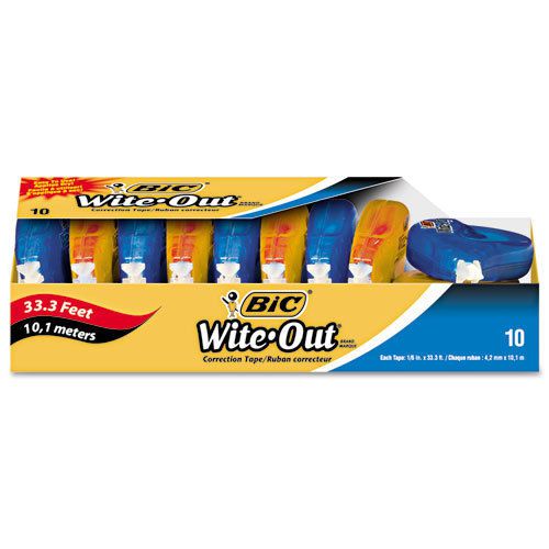 Bic wite-out ezcorrect correction tape assorted colors 1/6 x 39.3 ft pack of 10 for sale