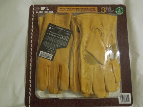 Wells Lamont Premium Leather Work Gloves 3 Pair Pack Large