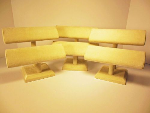 Jewelry Display Double T Bar Beige Faux Suede Free US Shipping
