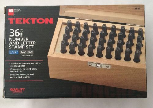 TEKTON 36 Piece Number And Letter Stamp Set 5/32&#034; A-Z, 0-9 Retail $36.99
