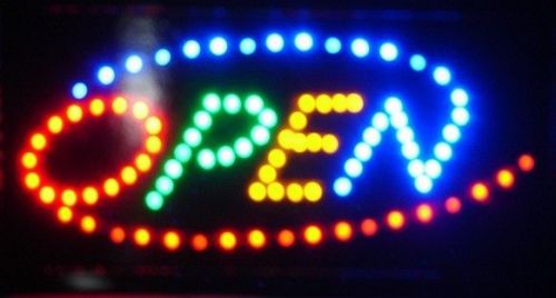 Animated LED Neon Light Open Sign 2 On/Off Switches Chain 10&#034;x19&#034; bright Colors