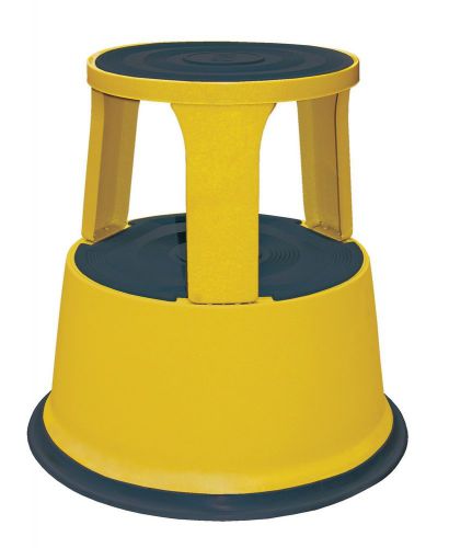 Steel rolling step stool yellow, 17-1/8&#034; vestil wheeled roll round stool new for sale