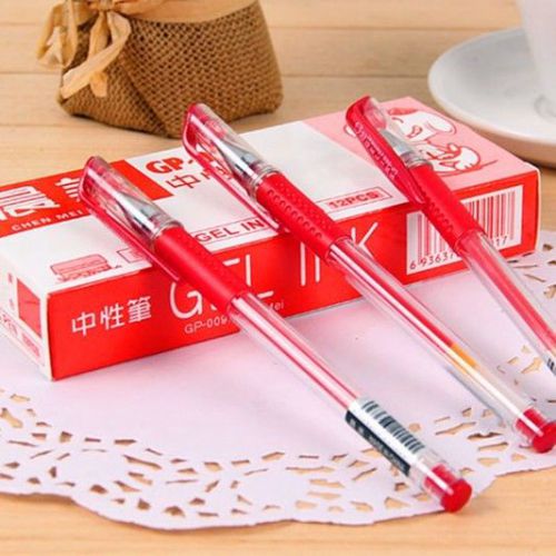 New 10pcs Practical Gel Ink pens Red refill 0.5mm Writing Instruments (A204)