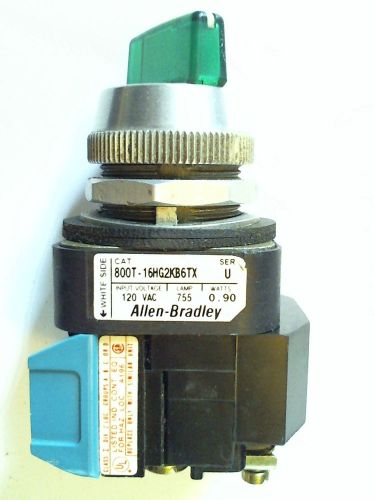 800T-16HG2KB6TX ALLEN BRADLEY USED 2 POSITION SELECTOR SWITCH GREEN