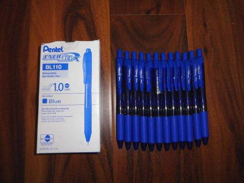 Pentel BL110-C EnerGel-X Retractable Roller Gel Pens 1.0mm Blue Ink 12 PENS!