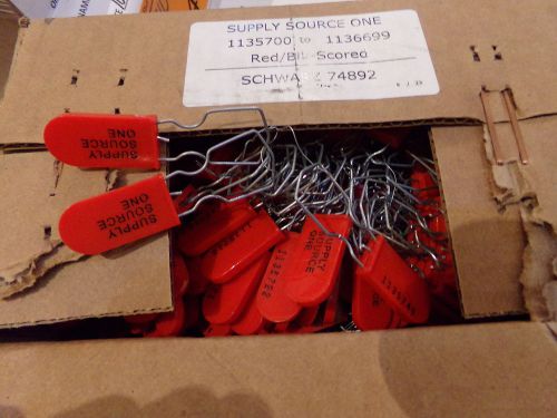 Supply Source One Padlock Security Seals , Red - SCORED (BOX OF 1000)  - NEW