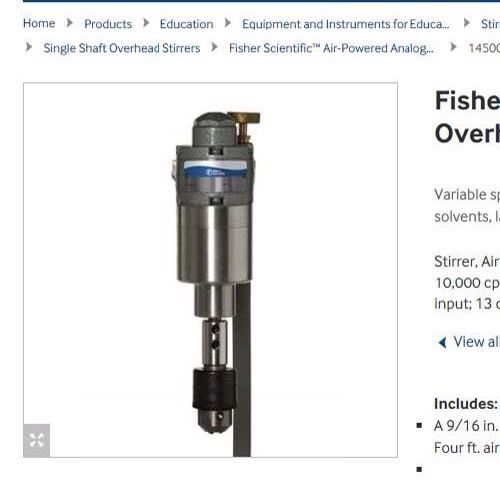 NEW ! NEW Fisher Air Powered Analog Overhead Stirrer