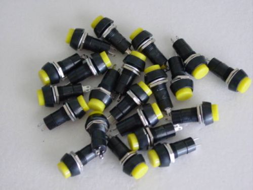 ROUND PUSH BUTTON SWITCH - MOMENTARY N/O - 6A 125V -  YELLOW - 15 PC