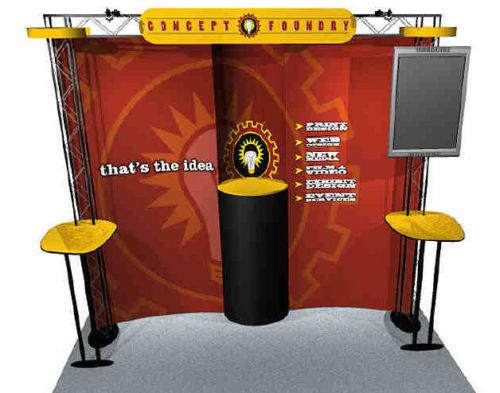 10 x 10 truss curved-shaped trade show booth – lots of extras – paid $15,000 for sale