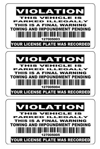 Bar-Code No Parking Labels Tow Zone Area Parking Vehicle Do Not Park Stickers