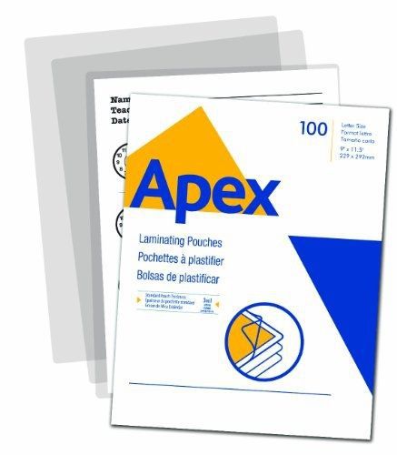 Apex standard laminating pouches, letter size for 3 mil setting, 100 pack for sale