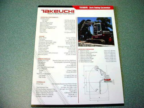 Takeuchi TB180FR Zero Swing Excavator Brochure