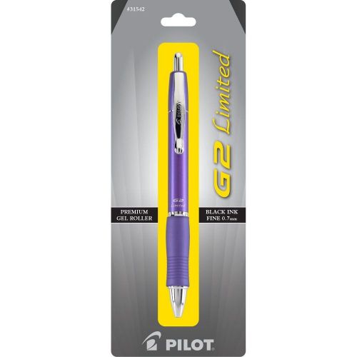Pilot G2 Limited Premium Gel Roller Metal Pen-Black Ink-Fine 0.7mm-Purple Metal