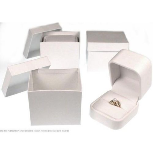 White Faux Leather Ring Display Jewelry Showcase Box