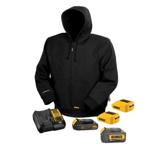 Dewalt dchj061 20v black hooded 2x-large heated jacket kit, free dcb090, dcb200 for sale